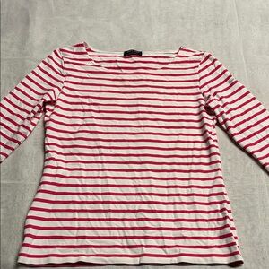 Saint James Pink and White Striped 3/4 Sleeve Top